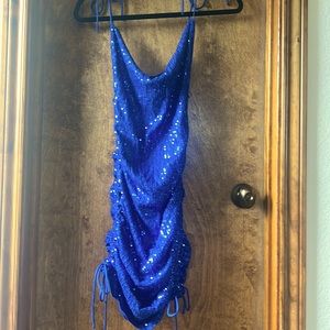 HELLO MOLLY Hand Me a Spitz Sequined Mini Dress Cobalt Blue